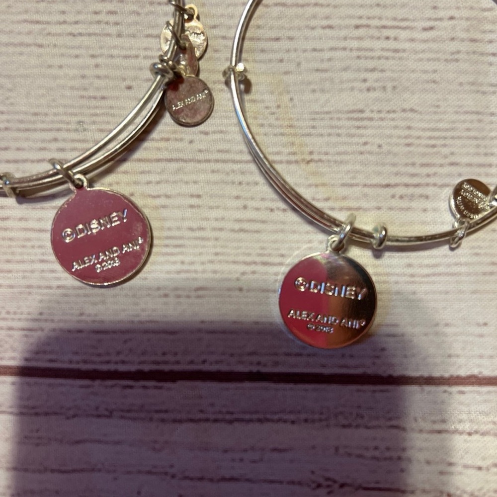 Alex and ani Disney parks mickey and Minnie passport silver bangle Bracelets set - Picture 3 of 3